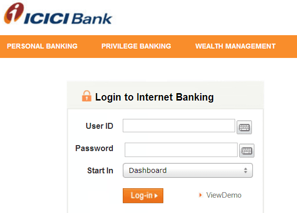 icici bank login